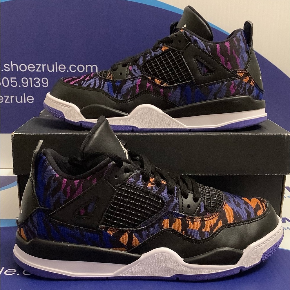 Air Jordan 4 Black Rush Violet Kids 3y